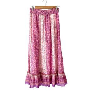 Ne Quittez Pas Anthropologie Pink Maxi Bohemian Skirt Peasant Boho size small